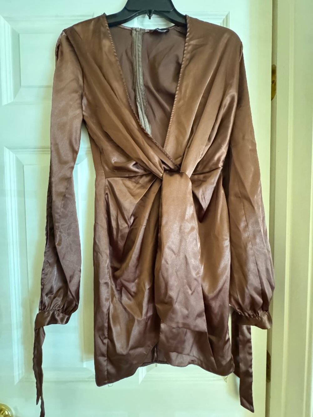 Satin, Open Sleeve Wrap Dress
